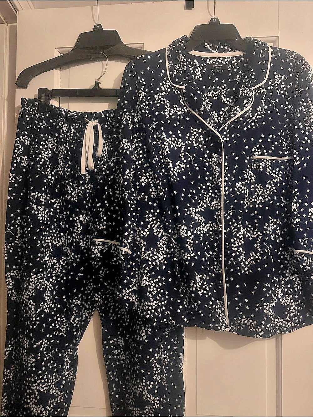 Simply Vera Wang Pajama Set Star Print in Blue & White Size XL Like New